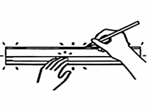 ワンプッシュで固定できる３５ｃｍカッティング定規,カルトナージュ,カルトン,ずれないカッティング定規,滑らないカッティング定規・Non-slip cutting ruler